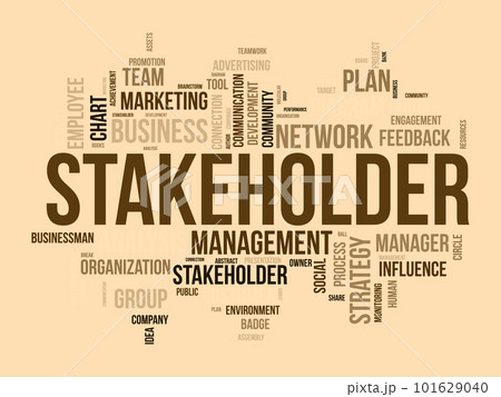 Word cloud background concept for stakeholder. employee diagram, business management strategy of company connection. vector illustration. 101629040