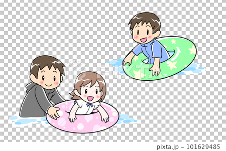 泳いでいる家族 101629485