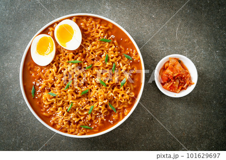Korean instant noodles with egg 101629697