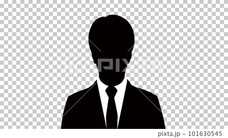 テレビアナウンサー風の男性バストショットのシルエット テレビアナウンサー風の男性バストショットのシルエット 101630545