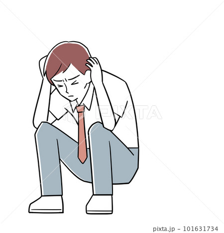 頭を抱えて悩む男性 101631734