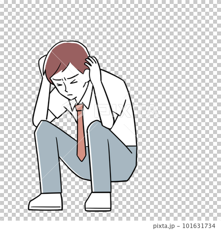 頭を抱えて悩む男性 101631734