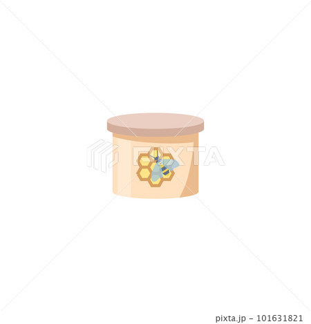 Honey wax in box with image of bee flat vector illustration isolated on white. 101631821