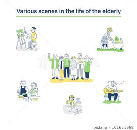 シニア世代のさまざまなライフシーン セット シニア世代のさまざまなライフシーン セット 101631969