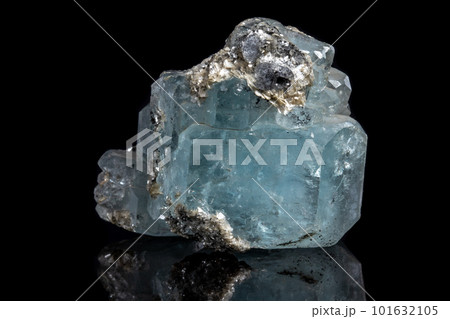Macro mineral stone Aquamarine on a black background Macro mineral stone Aquamarine on a black background 101632105