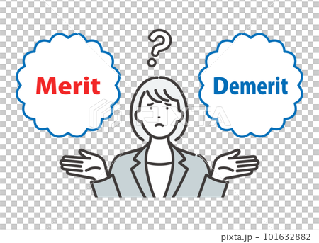 Merit / Demerit: A young business woman who worries about weighing the pros and cons 101632882