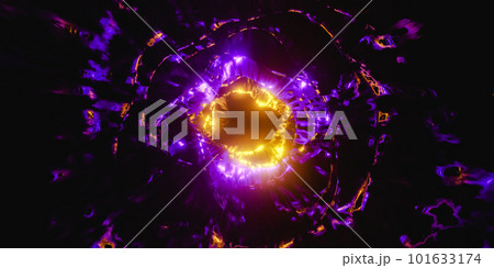 3D render of 4K UHD neon light with glowing yellow and orange color effect 101633174