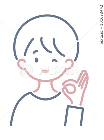 ウィンクでOKサインをしている人物のシンプルなイラスト 101633442