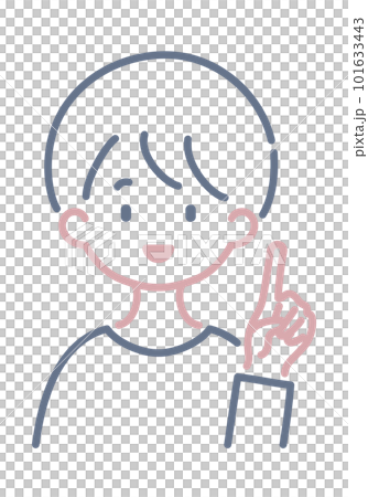 A simple illustration of a person explaining with a smile A simple illustration of a person explaining with a smile 101633443