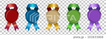 Illustration set of luxurious ribbon and sealing stamp Illustration set of luxurious ribbon and sealing stamp 101633808