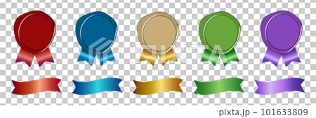 Illustration set of luxurious ribbon and sealing stamp Illustration set of luxurious ribbon and sealing stamp 101633809