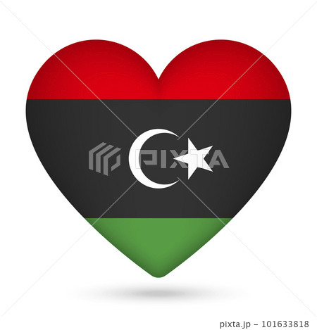 Libya flag in heart shape. Vector illustration. Libya flag in heart shape. Vector illustration. 101633818