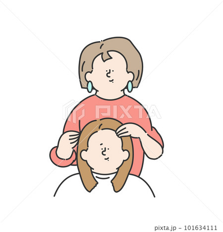 髪のカウンセリングをする美容師　美容室　女性　イラスト 101634111