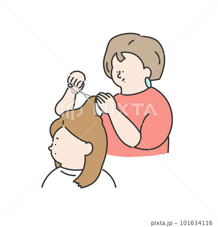髪をカットする美容師　美容室　女性　イラスト 101634116