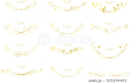 金色のエレガントな植物フレームセット 101634483
