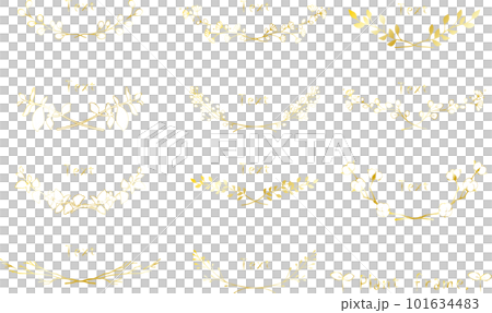 金色のエレガントな植物フレームセット 101634483