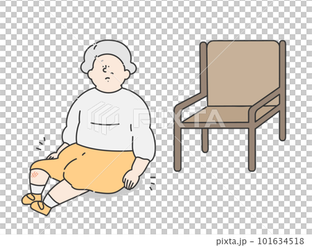 椅子から転倒した高齢女性 イラスト 椅子から転倒した高齢女性 イラスト 101634518