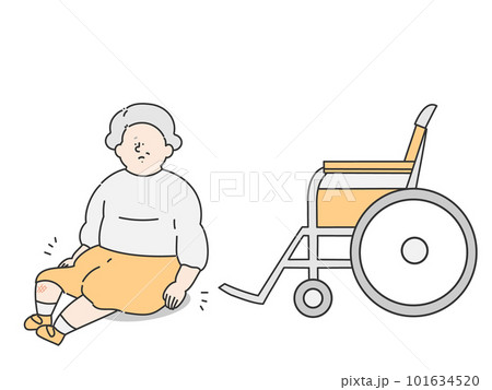 車椅子から転倒した高齢女性　イラスト 101634520