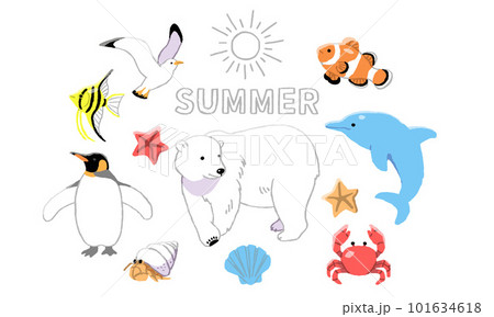 夏の動物たちのイラストセット 101634618