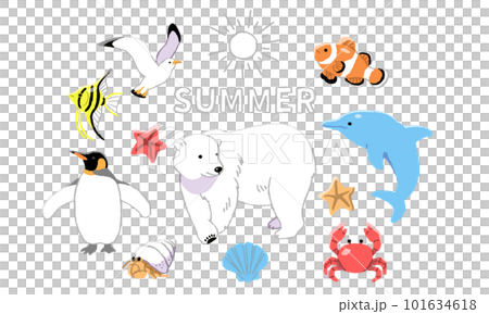 夏の動物たちのイラストセット 101634618