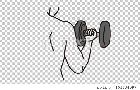 Man doing arm exercises with dumbbells Stock Illustration