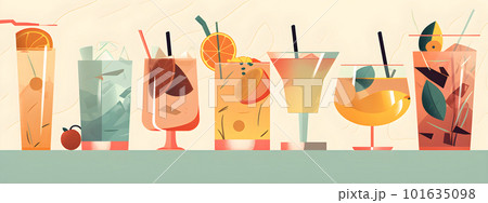 Non alcoholic summer cocktail drinks, mocktails 101635098