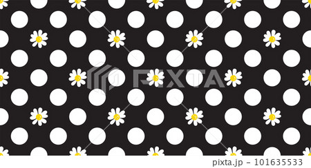 daisy flower seamless pattern vector polka dot gift wrapping paper cartoon tile background repeat wallpaper scarf isolated doodle illustration design 101635533