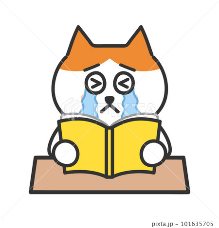 読書をして号泣するネコ　イラスト 101635705