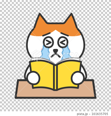 読書をして号泣するネコ　イラスト 101635705