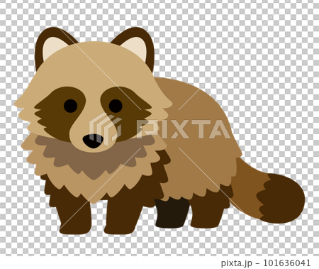 主線のないシンプルなタヌキのイラスト素材 101636041