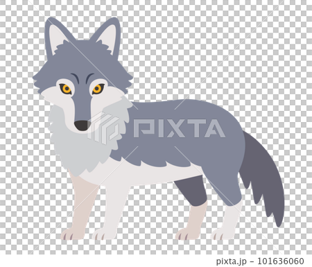 主線のないシンプルなオオカミのイラスト 101636060