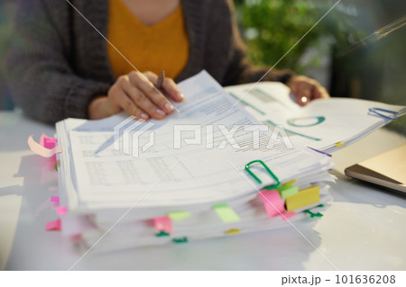 tax time. accountant woman working with documents 101636208