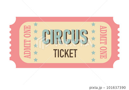 Classic retro ticket for cinema, circus, movie, theatre, cruise, concert and other events. Old vintage style in pastel colors. 101637390