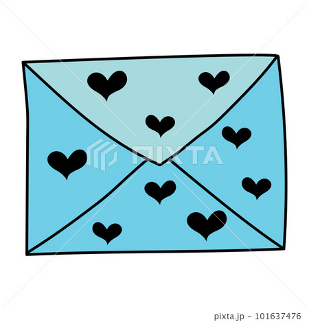 Doodle envelope with hearts. Postal element….のイラスト素材 [101637476] - PIXTA