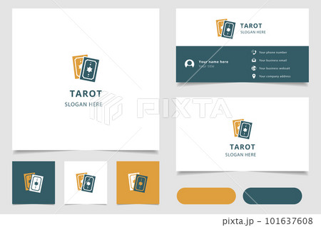 Tarot logo design with editable slogan. Branding book and business card template. Tarot logo design with editable slogan. Branding book and business card template. 101637608