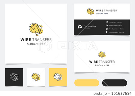 Wire transfer logo design with editable slogan. Branding book and business card template. Wire transfer logo design with editable slogan. Branding book and business card template. 101637654