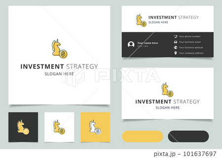 Investment strategy logo design with editable slogan. Branding book and business card template. 101637697