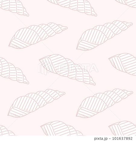 Line Seashells vector seamless pattern. Sea beach simple doodle summer print for fabric, paper, wrap. 101637892