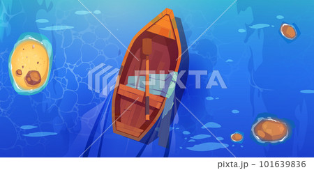 Top view boat in sea water, ship sunny landscape 101639836