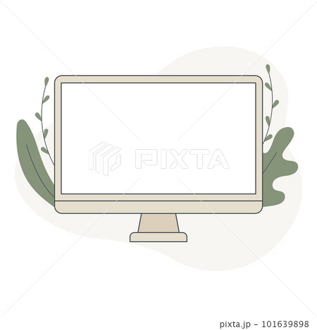 Computer with blank empty display screen for copy space on workplace, vector flat illustration 101639898