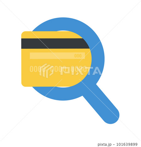Credit card checking with magnifying glass. Concept of banking risk detection or check falsification. Vector flat illustration 101639899