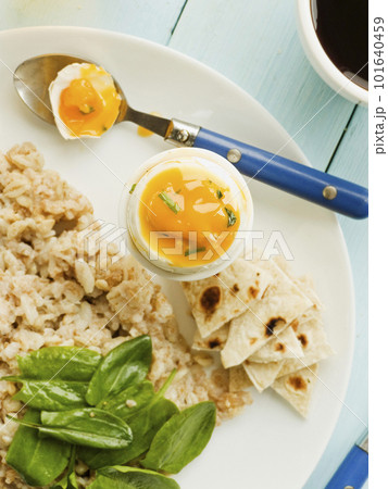 Breakfast porridge and egg 101640459