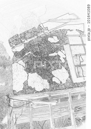 壊れかけた土蔵のイラストCG画像ー6 101641089