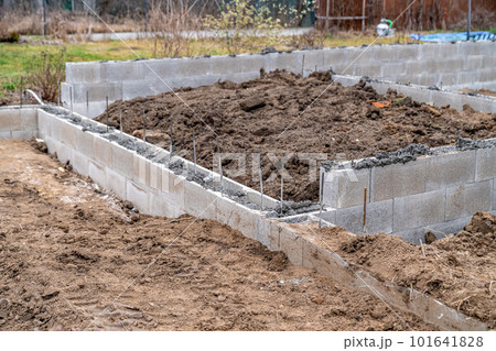 concrete foundations. construction of a family house 101641828