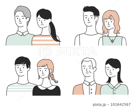 さまざまな夫婦、カップルのイラストセット 101642567