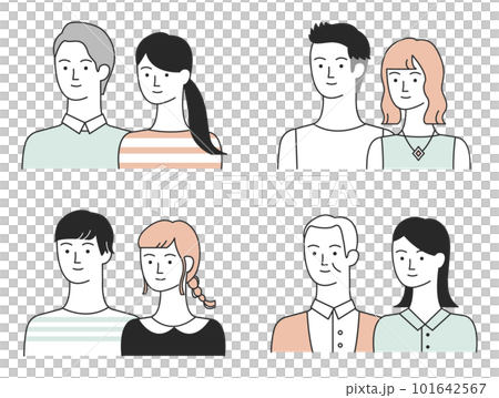 さまざまな夫婦、カップルのイラストセット 101642567