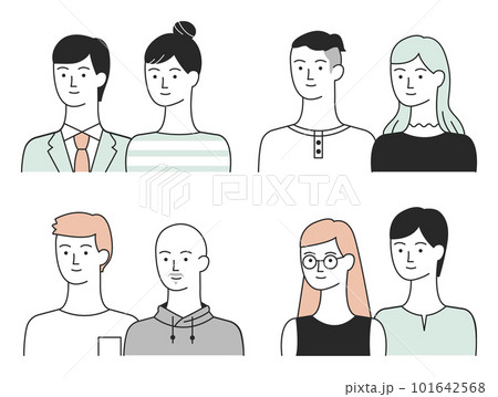 さまざまな夫婦、カップルのイラストセット 101642568