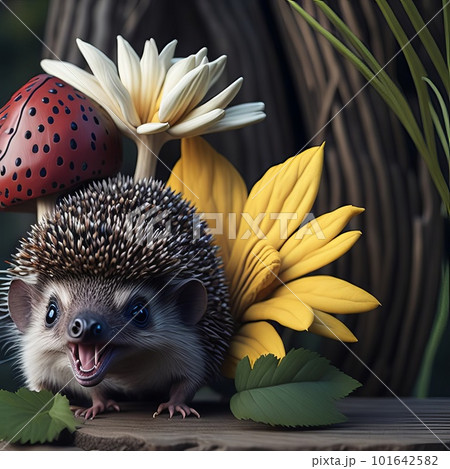 Hedgehog Haven: Exploring the Mushroom Forest. Generative AI. Hedgehog Haven: Exploring the Mushroom Forest. Generative AI. 101642582