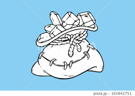 Bag with gem stones. Game sack with prescious stones like diamond or emerald. Vector illustration Bag with gem stones. Game sack with prescious stones like diamond or emerald. Vector illustration 101642751
