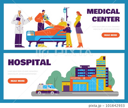 Hospital and medical center advertising web banners set, flat vector illustration. 101642933